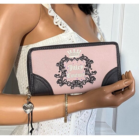 Juicy Couture Dusty Blush Heritage Large Zip Around Wallet In Gift Box NWT - Picture 1 of 5